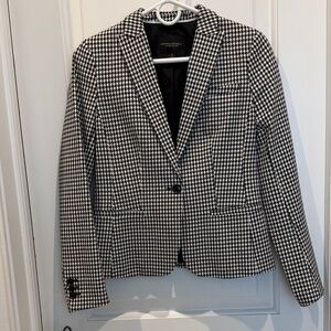 Banana Republic Cotton Blend Black and White Houndstooth Blazer
